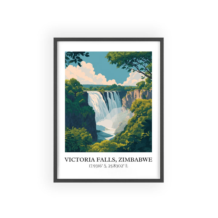Victoria Falls Art, Zimbabwe Retro Travel Art, Zimbabwe Decor, Victoria Falls Gift, Victoria Falls Art, Travel Prints, Housewarming Gift