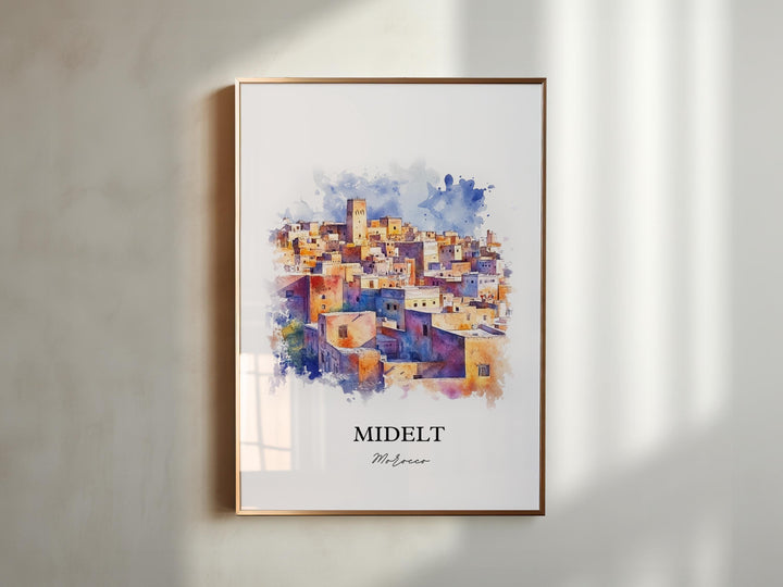 Midelt, Morocco – Watercolor Art Print of Middle Atlas Range