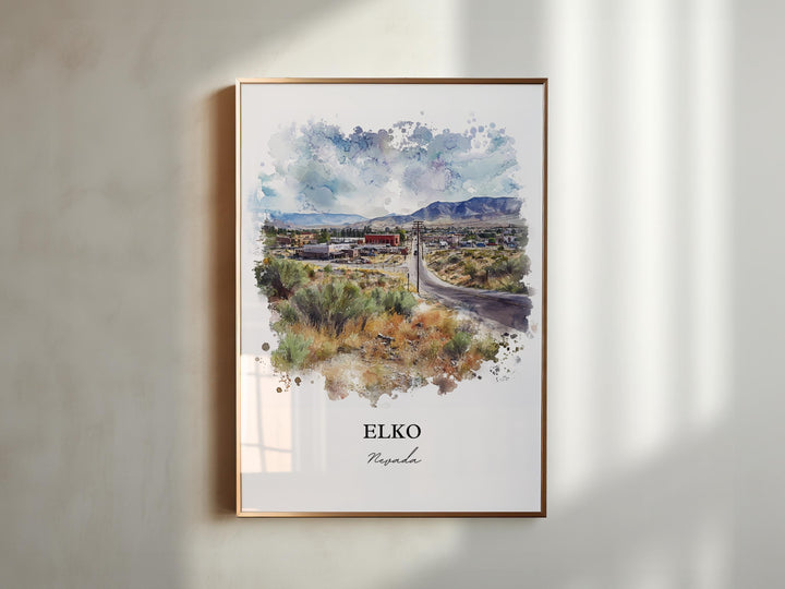Elko Nevada Wall Art, Elko NV Print, Nevada Watercolor Art, Elko NV Gift, Travel Print, Travel Poster, Housewarming Gift