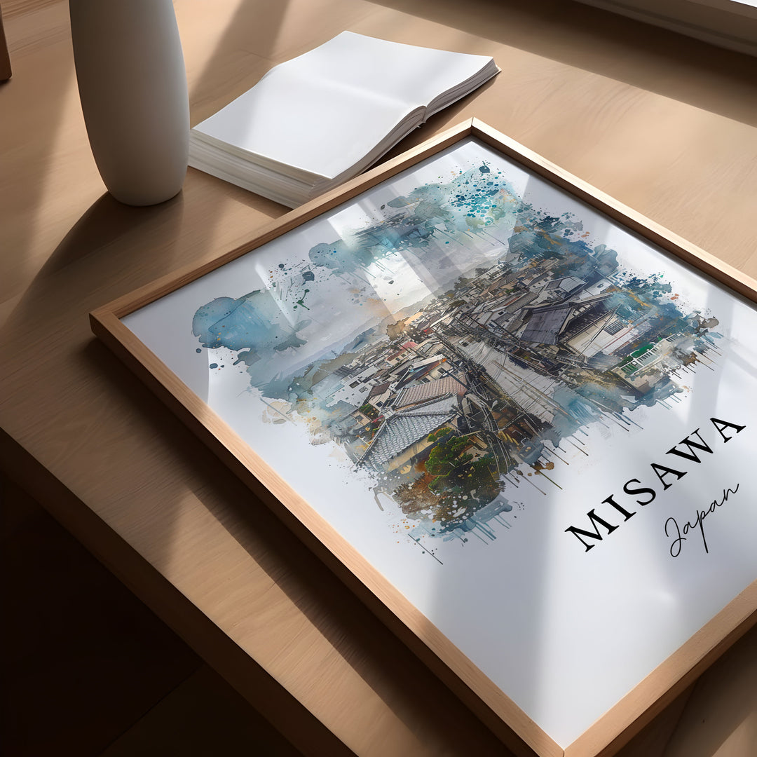 Misawa Japan Art, Misawa Japan Print, Misawa Watercolor Art, Aomori Prefecture Gift, Travel Poster, Housewarming Gift
