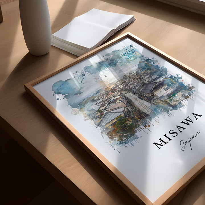 Misawa Japan Art, Misawa Japan Print, Misawa Watercolor Art, Aomori Prefecture Gift, Travel Poster, Housewarming Gift