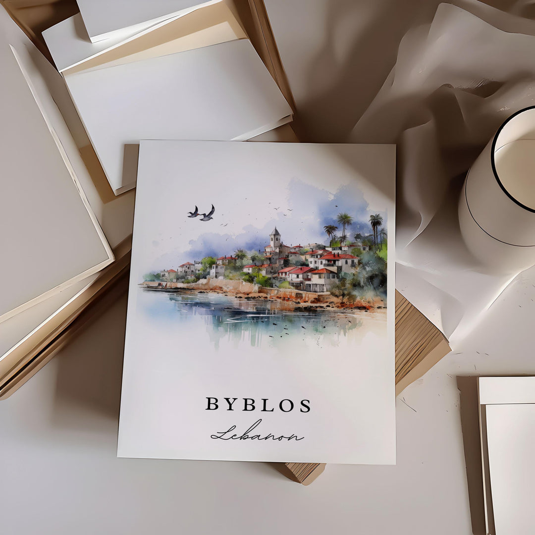 Byblos Lebanon wall art - Lebanon, Byblos poster, Byblos Wedding gift, Byblos Birthday present, Custom Text, Personalized Gift