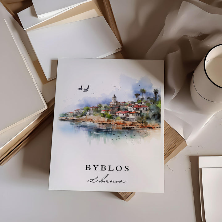 Byblos Lebanon wall art - Lebanon, Byblos poster, Byblos Wedding gift, Byblos Birthday present, Custom Text, Personalized Gift