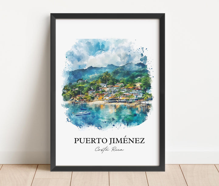 Puerto Jiménez Wall Art, Puntarenas Print, Costa Rica Watercolor Art, Puerto Jiménez Gift, Travel Print, Travel Poster, Housewarming Gift