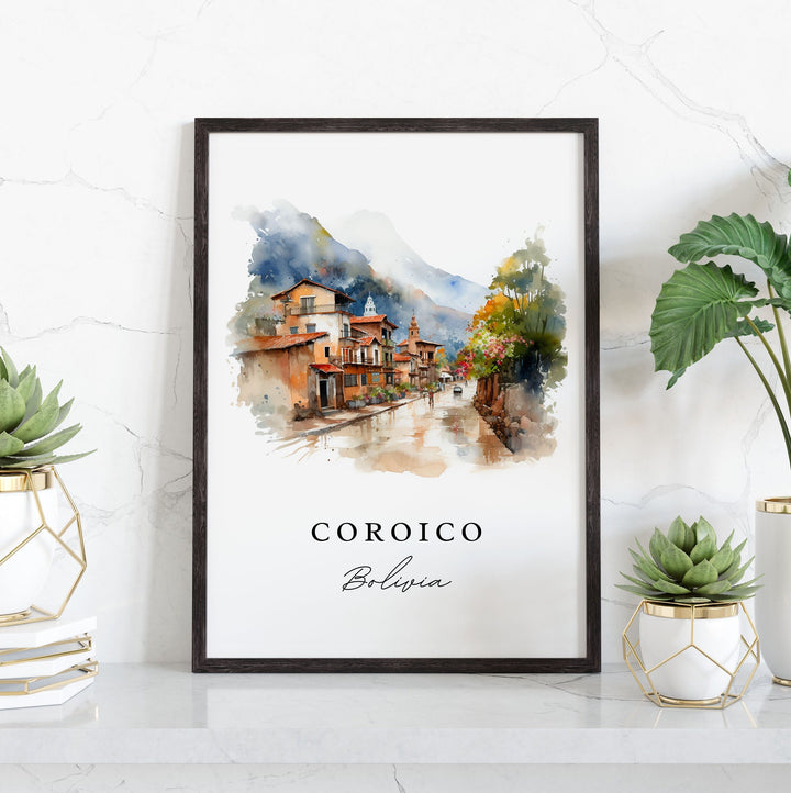 Coroico Brazil wall art - Bolivia, Coroico poster print, Coroico Wedding gift, Nor Yungas Province present, Custom Text, Perfect Gift