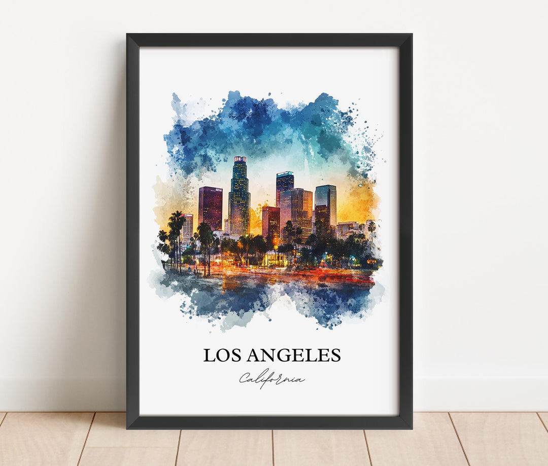 Los Angeles Wall Art, Los Angeles Print, Los Angeles Watercolor Art, LA Gift, Travel Print, Travel Poster, Housewarming Gift