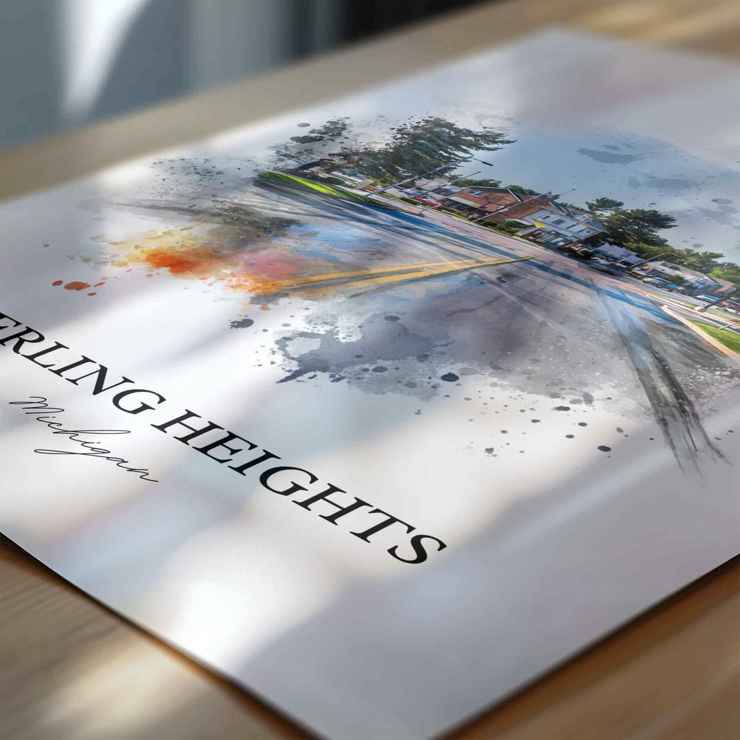 Sterling Heights, Michigan – Watercolor Art Print