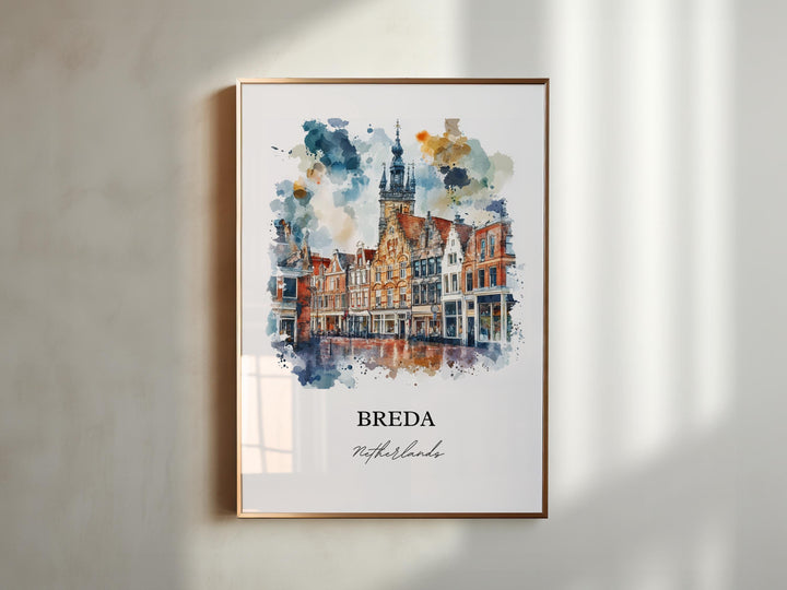 Breda Netherlands Wall Art, North Brabant Print, Netherlands Watercolor Art, Breda Gift, Travel Print, Travel Poster, Housewarming Gift