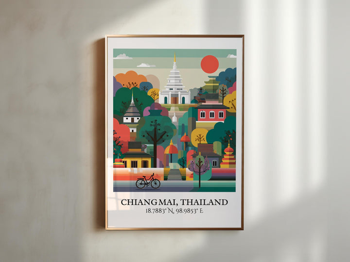 Chiang Mai Art, Chiang Mai Retro Travel Art, Chiang Mai Home Decor, Chiang Mai Gift, Thailand Travel Art, Travel Prints, Housewarming Gift