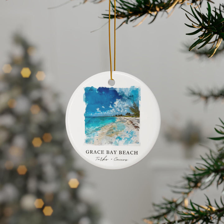 Grace Bay Beach Ornament: Unique Turks and Caicos Souvenir, Turks & Caicos Xmas Decor, and Authentic Grace Bay Gift
