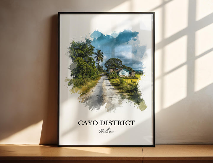 Cayo District Wall Art, Honduras Print, Honduras Watercolor Art, Cayo District Gift, Honduras Travel Print, Travel Poster, Housewarming Gift