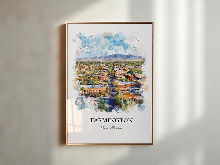 Farmington NM Wall Art, San Juan County Print, New Mexico Watercolor Art, Farmington NM Gift, Travel Print, Travel Poster, Housewarming Gift