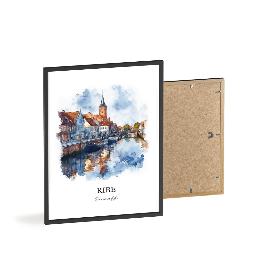 Ribe Denmark Wall Art, Jutland Print, Denmark Watercolor Art, Ribe Denmark Gift, Travel Print, Travel Poster, Housewarming Gift
