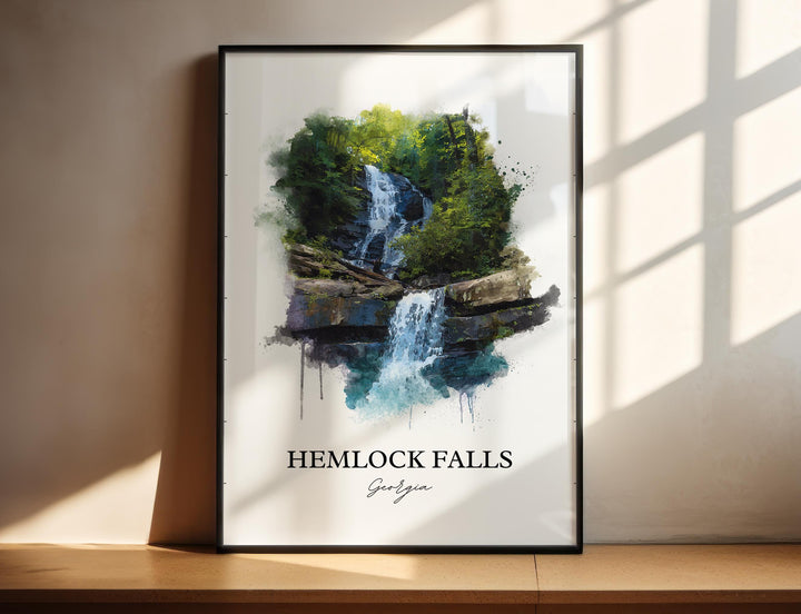 Hemlock Falls Wall Art, Hemlock Falls Print, Georgia Watercolor Art, Hemlock Falls GA Gift, Travel Print, Travel Poster, Housewarming Gift