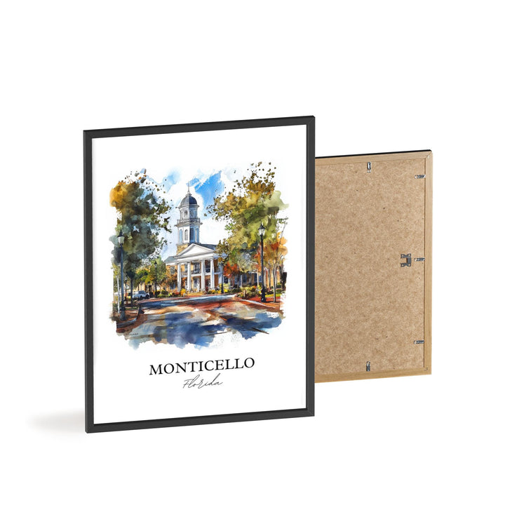 Monticello FL Wall Art, Monticello Florida Print, Florida Artwork, Jefferson County FL Gift, Travel Print, Travel Poster, Housewarming Gift