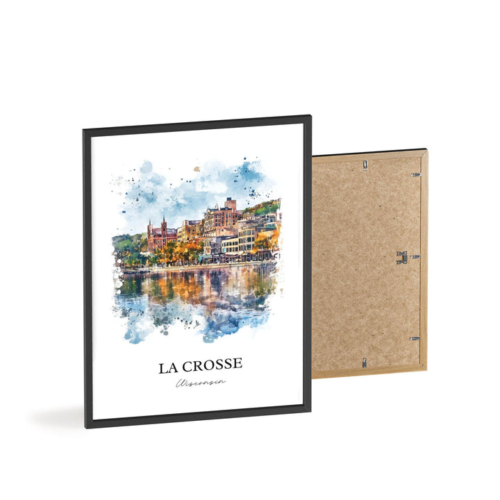 La Crosse WI Wall Art, La Crosse WI Print, Wisconsin Watercolor Art, La Crosse Gift, Travel Print, Travel Poster, Housewarming Gift