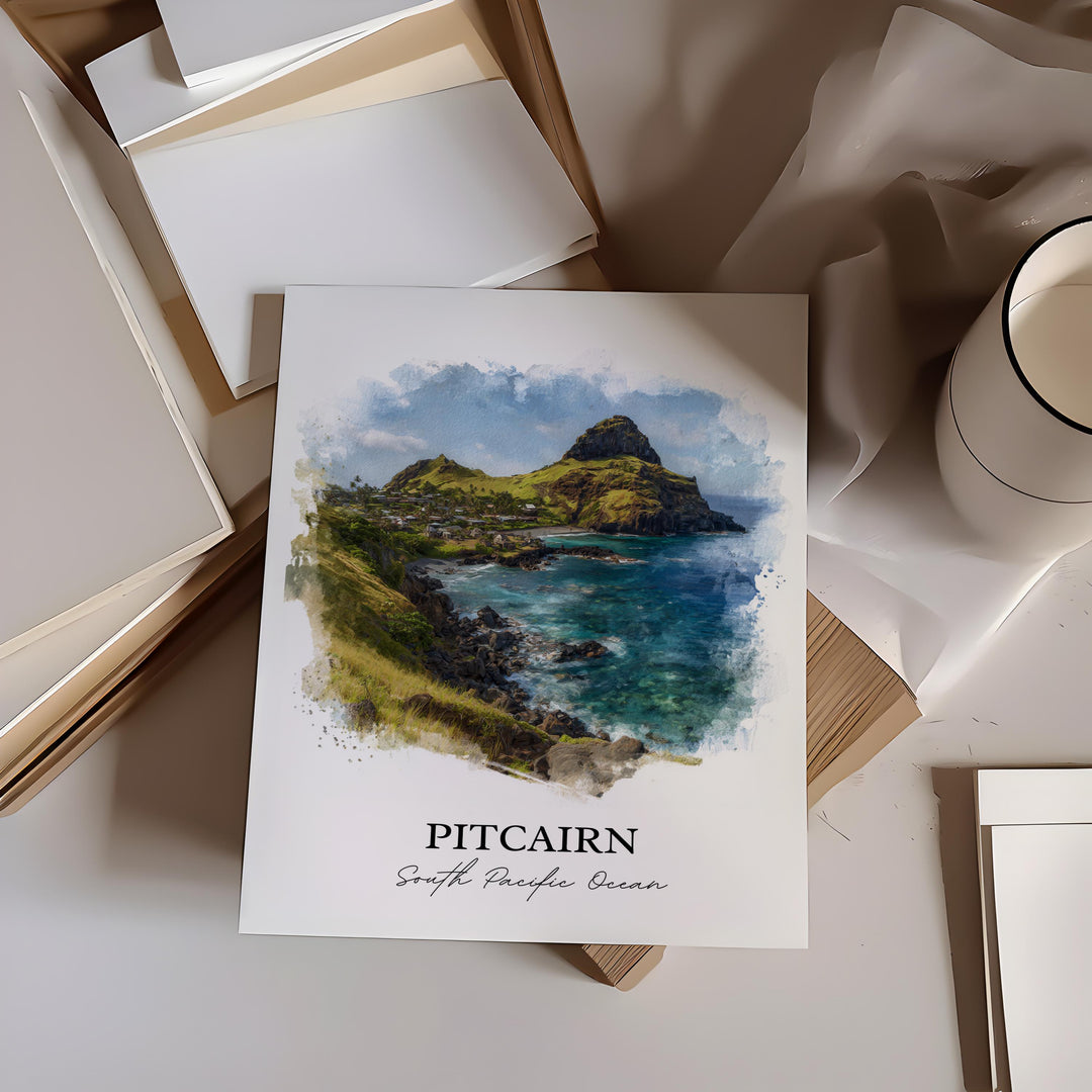Pitcairn Wall Art, Pitcairn Print, South Pacific Islands Artwork, Pitcairn Gift, Travel Print, Travel Poster, Housewarming Gift