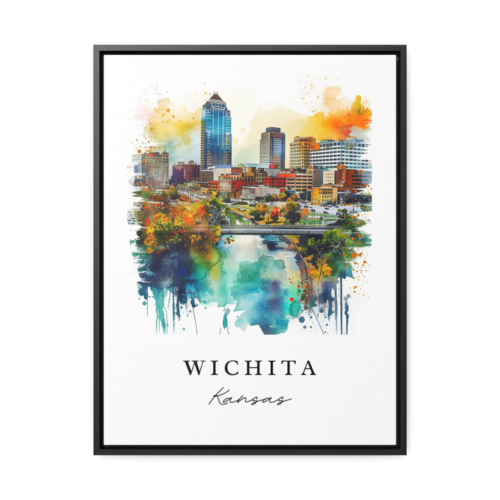 Wichita watercolor travel art - Kansas, Wichita print, Wedding gift, Birthday present, Custom Text, Perfect Gift