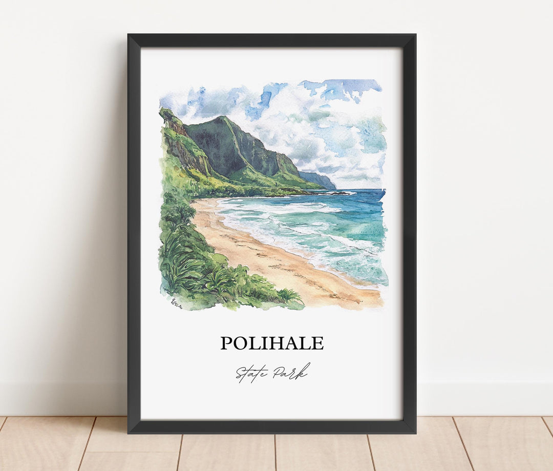 Polihale State Park Wall Art, Kauai Print, Kauai Watercolor Art, Polihale Hawaii Gift, Travel Print, Travel Poster, Housewarming Gift