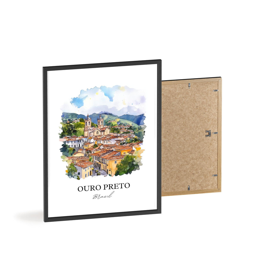 Ouro Preto Wall Art, Minas Gerais Print, Brazil Watercolor Art, Ouro Preto Gift, Travel Print, Travel Poster, Housewarming Gift