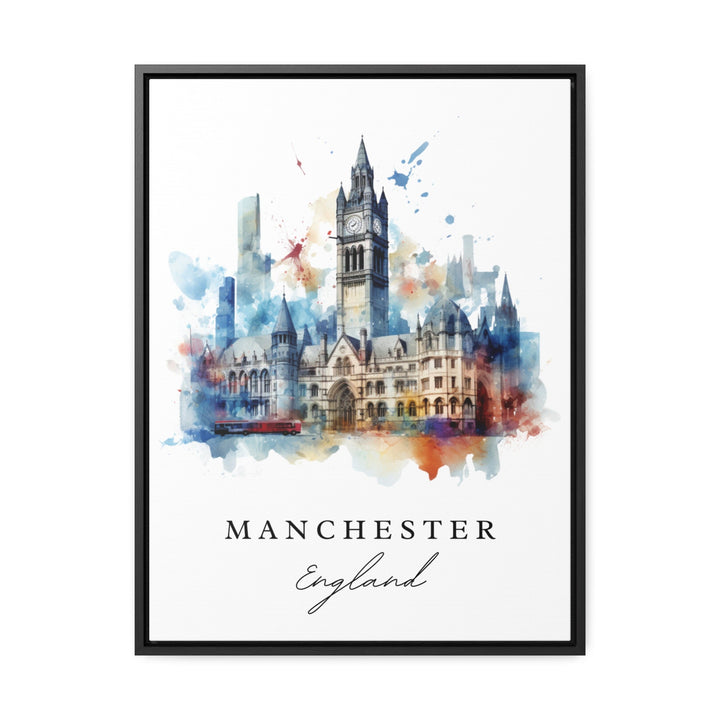 Manchester England Wall Art, Manchester UK Print, Manchester Watercolor Art, Manchester Gift,