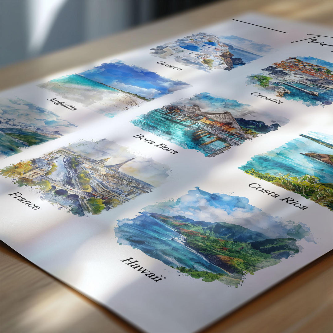 Custom Fathers Day Travel Art, Travels with Dad Art, Fathers Day Print, Travel Watercolor Art, Travels with Dad, Gift for Him, Travel Art