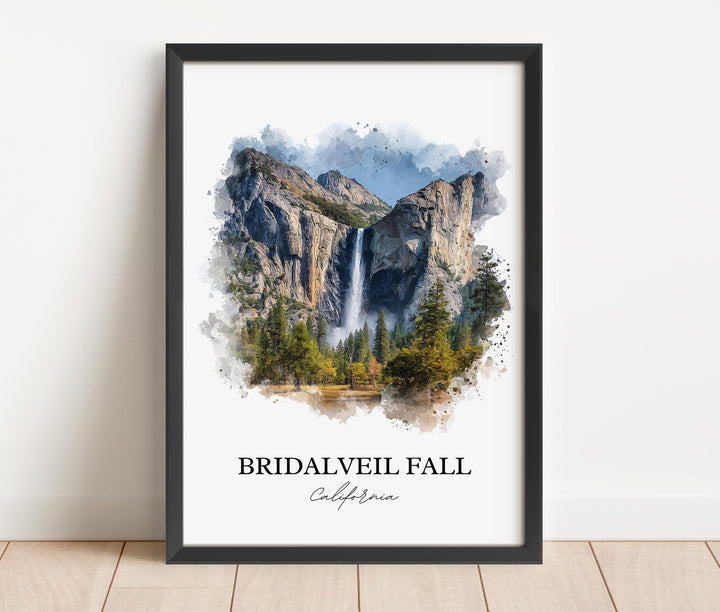 Bridalveil Fall Wall Art, Yosemite Print, Yosemite Watercolor Art, Bridalveil Fall Gift, Travel Print, Travel Poster, Housewarming Gift