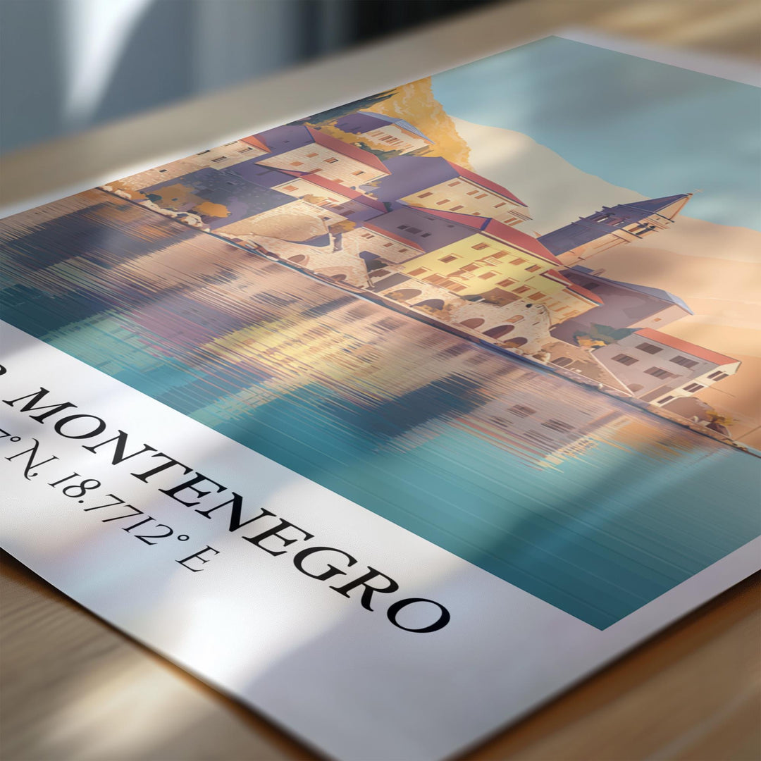 Kotor Art, Kotor Retro Travel Art, Kotor Montenegro Home Decor, Montenegro Gift, Balkans Travel Art, Travel Prints, Housewarming Gift