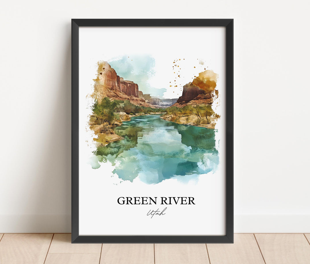 Green River Wall Art, Emery County Print, Utah Watercolor Art, Green River UT Gift, Travel Print, Travel Poster, Housewarming Gift