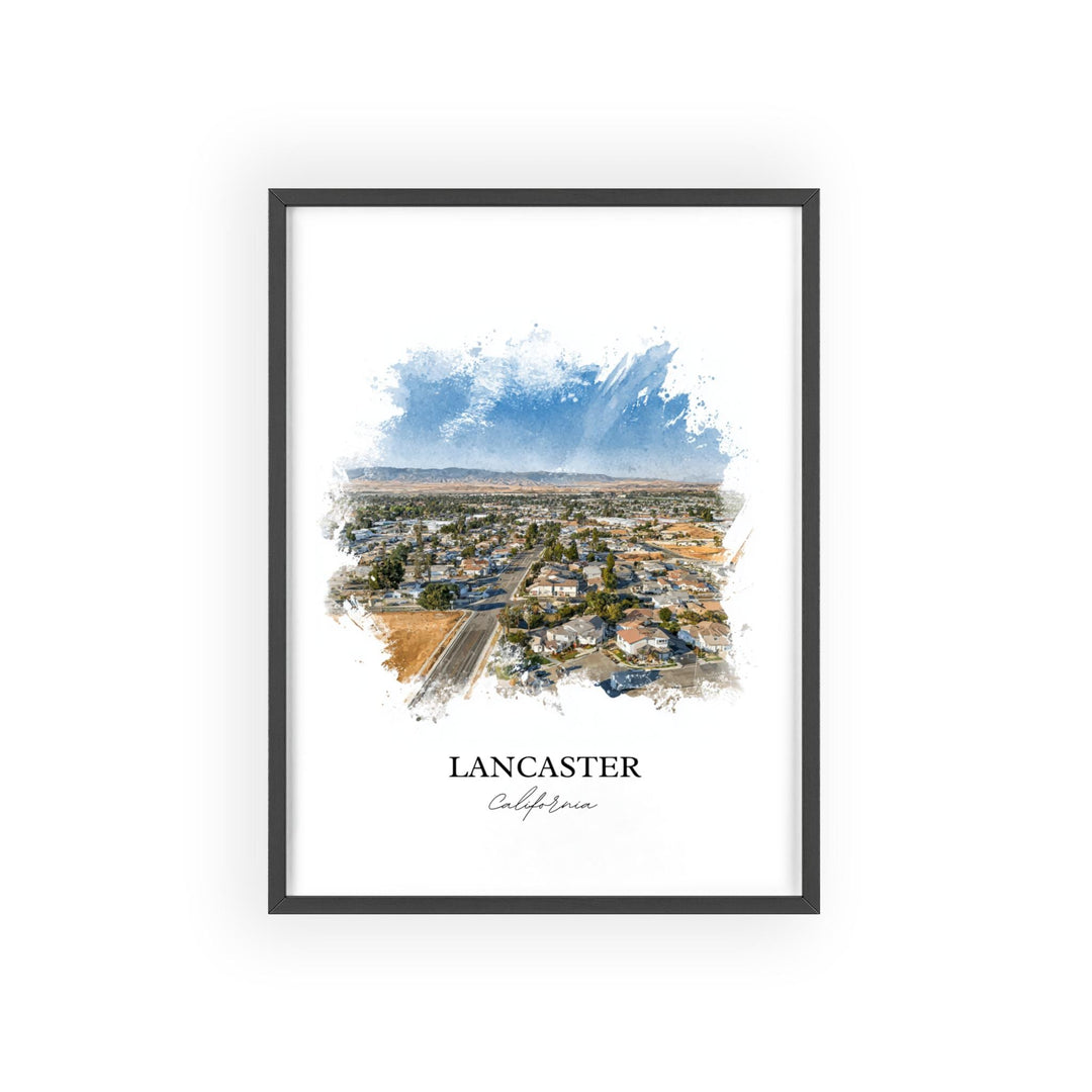 Lancaster CA Art, Antelope Valley Print, California Watercolor, Lancaster California Gift, Travel Print, Travel Poster, Housewarming Gift