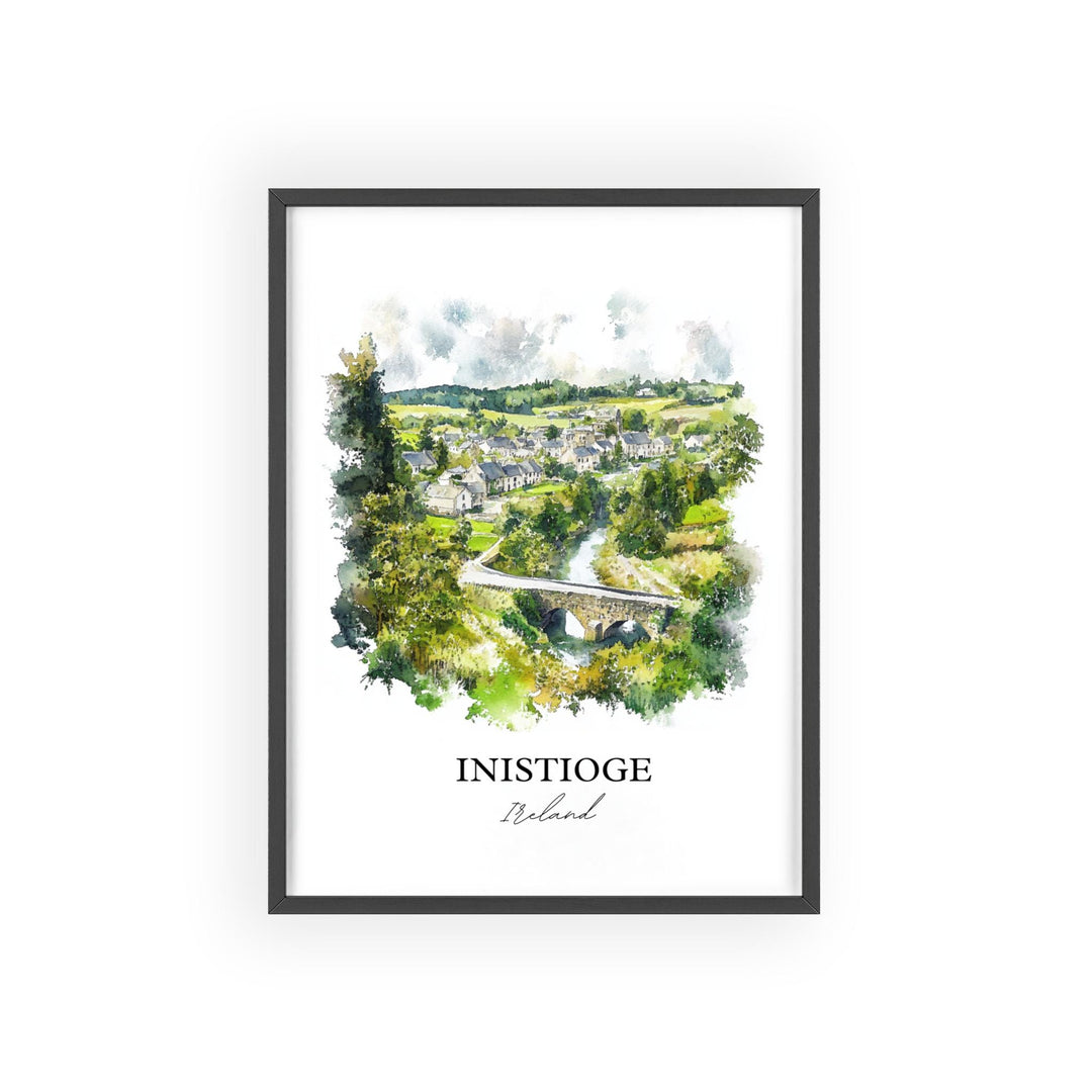 Inistioge Wall Art, Kilkenny Print, Ireland Watercolor Artr, Inistioge Ireland Gift, Travel Print, Travel Poster, Housewarming Gift