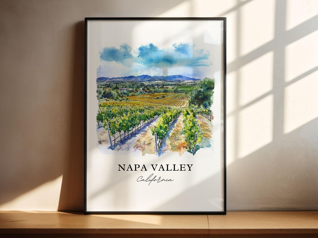 Napa Valley Wall Art, Napa Valley Print, Napa Valley Watercolor Art, Napa Wine Region Gift, Travel Print, Travel Poster, Housewarming Gift