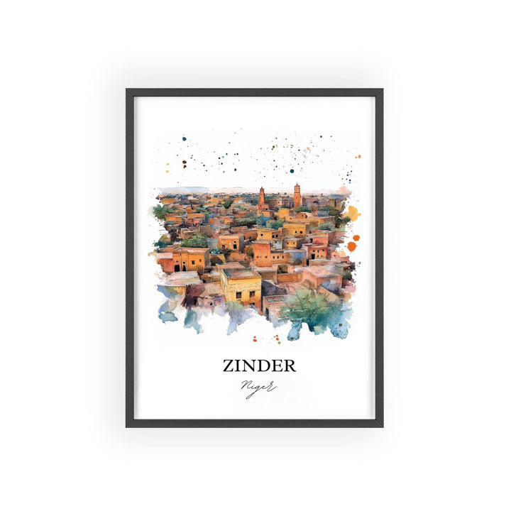 Zinder Niger Wall Art, Niamey Print, Niger Watercolor Art, Zinder Niger Gift, Travel Print, Travel Poster, Housewarming Gift