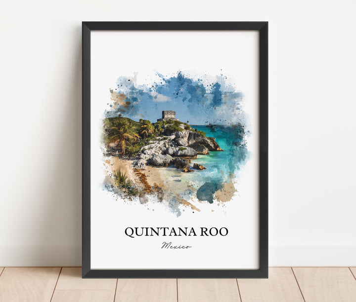 Quintana Roo Wall Art, Quintana Roo Print, Mexico Watercolor Art, Quintana Roo Gift, Mexico Travel Print, Travel Poster, Housewarming Gift