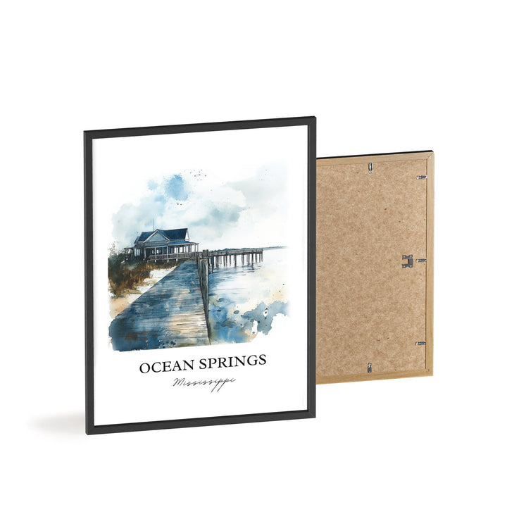 Ocean Springs MS Wall Art, Ocean Springs Print, Mississippi Watercolor, Ocean Springs Gift, Travel Print, Travel Poster, Housewarming Gift