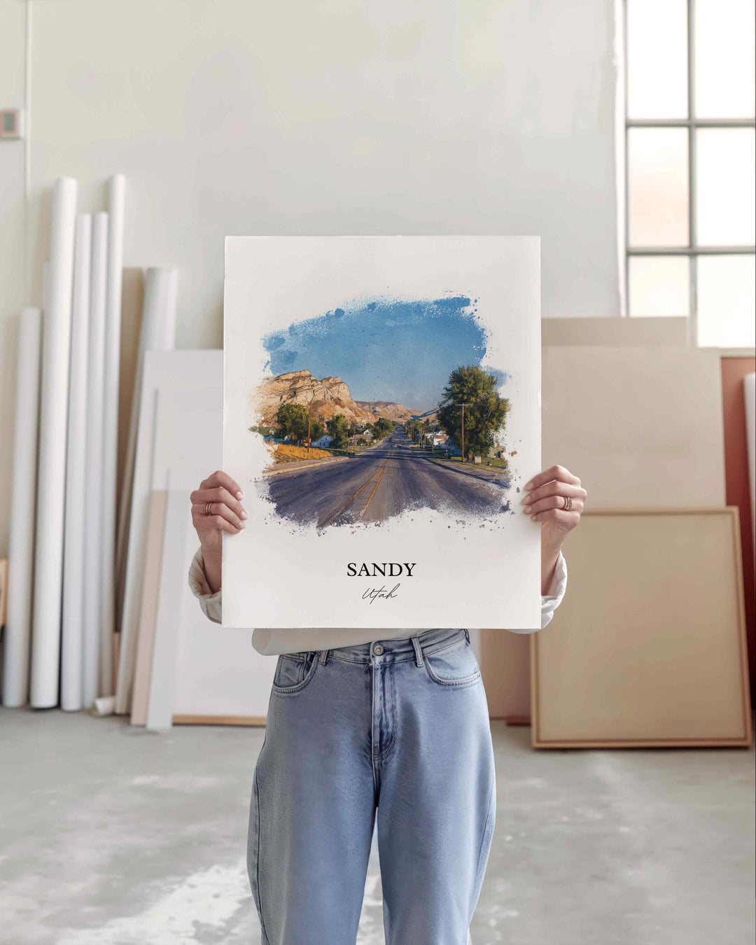 Sandy, Utah Wall Art, Sandy Print, Utah Watercolor Art, Salt Lake City Gift, Travel Print, Travel Poster, Housewarming Gift