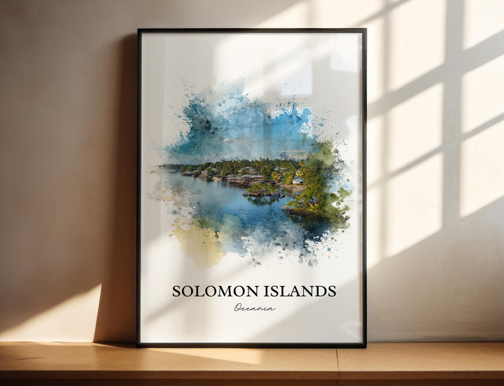 Solomon Islands Art, Solomon Islands Print, Oceania Watercolor Art, Solomon Islands Gift, Travel Print, Travel Poster, Housewarming Gift
