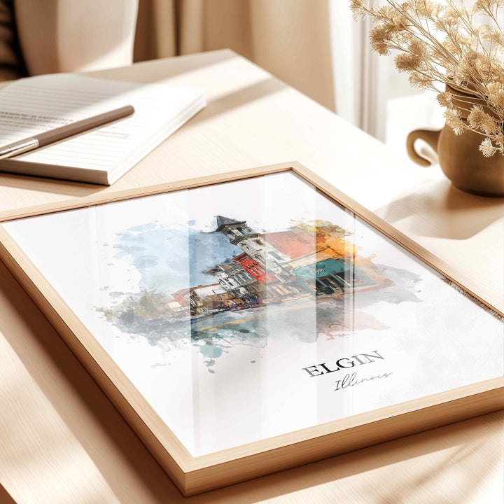 Elgin, Illinois – Watercolor Art Print