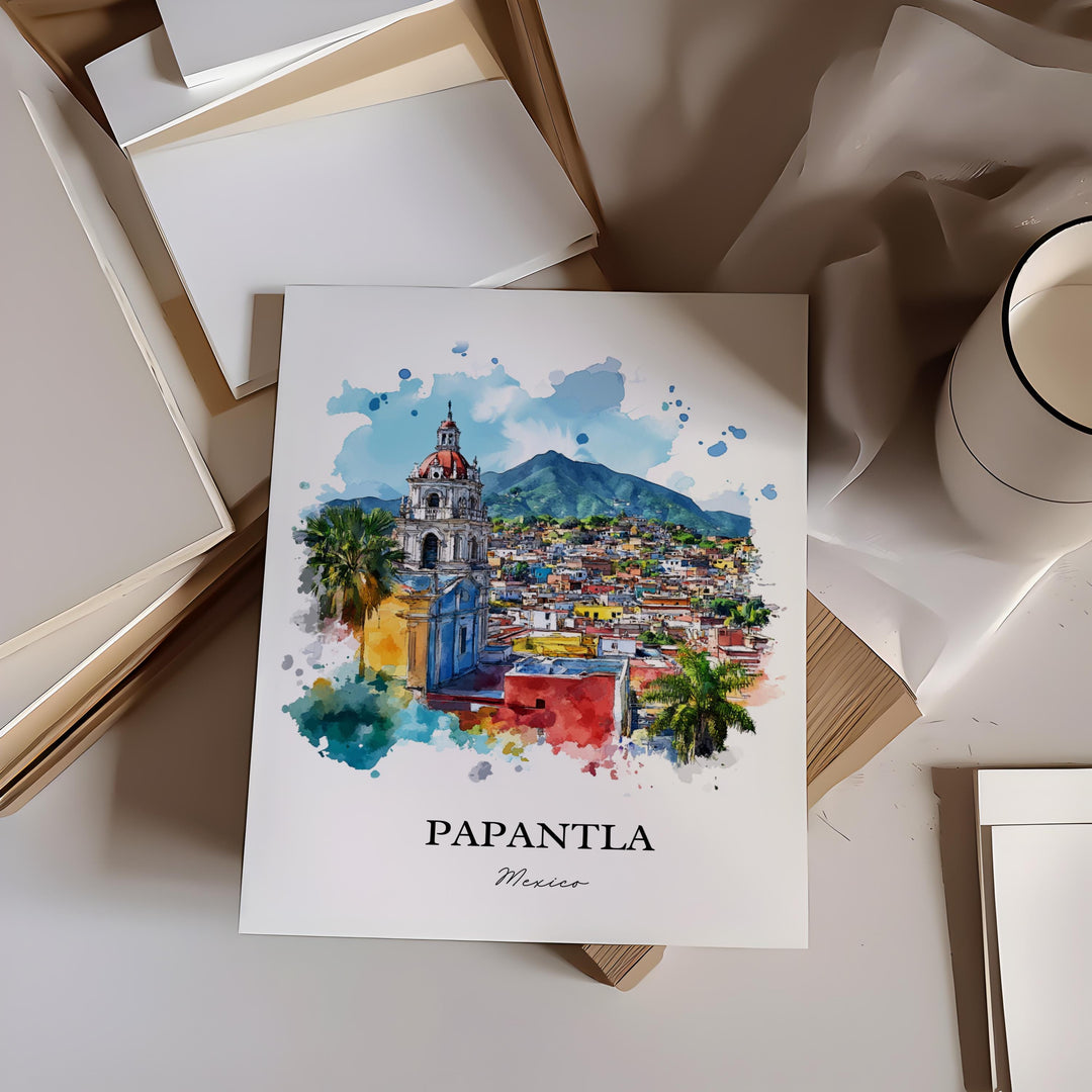Papantla Mexico Wall Art, Veracruz State Print, Mexico Watercolor Art, Papantla Mexico Gift, Travel Print, Travel Poster, Housewarming Gift