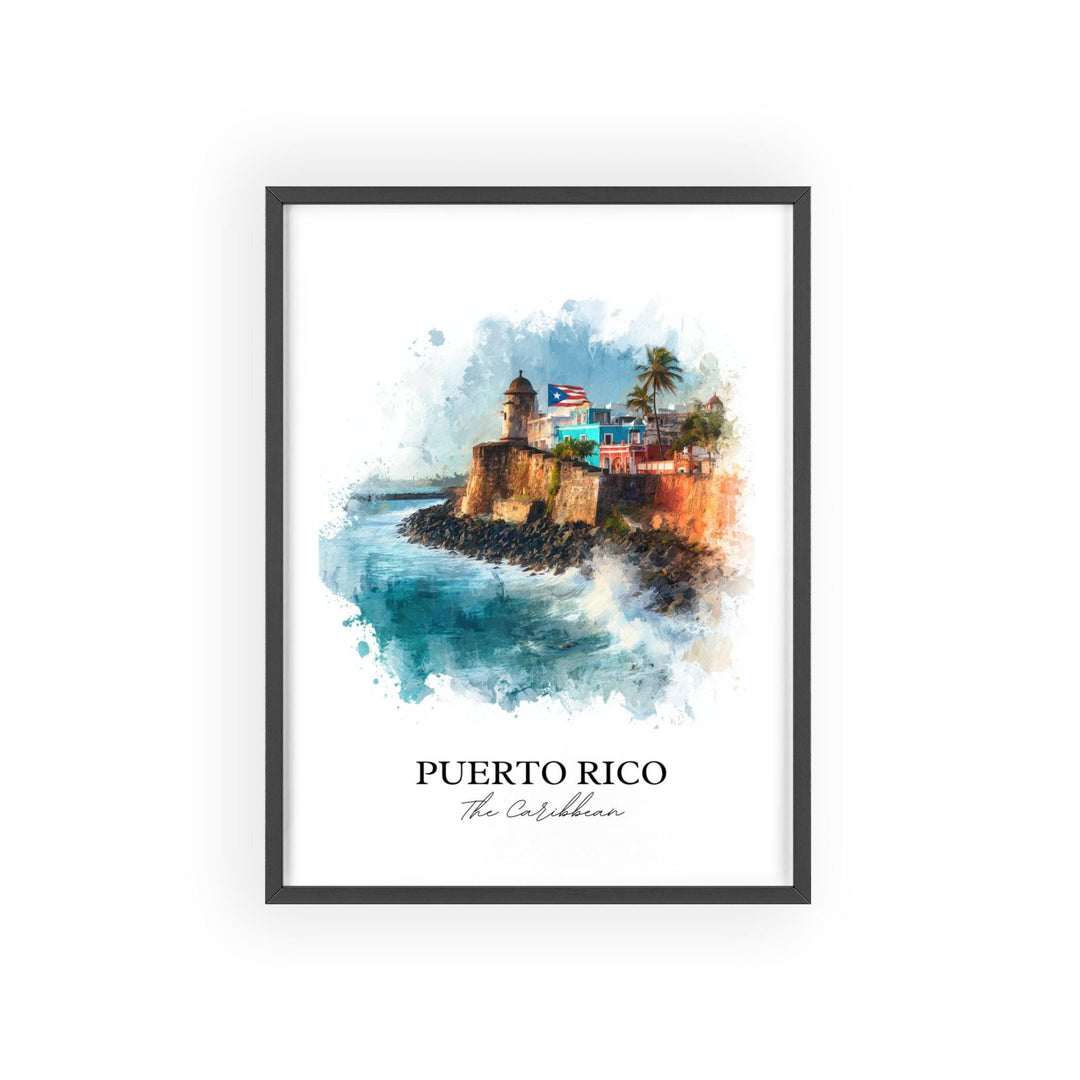 Puerto Rico Wall Art, Puerto Rico Print, Puerto Rico Watercolor Art, Puerto Rico Gift, Travel Print, Travel Poster, Housewarming Gift