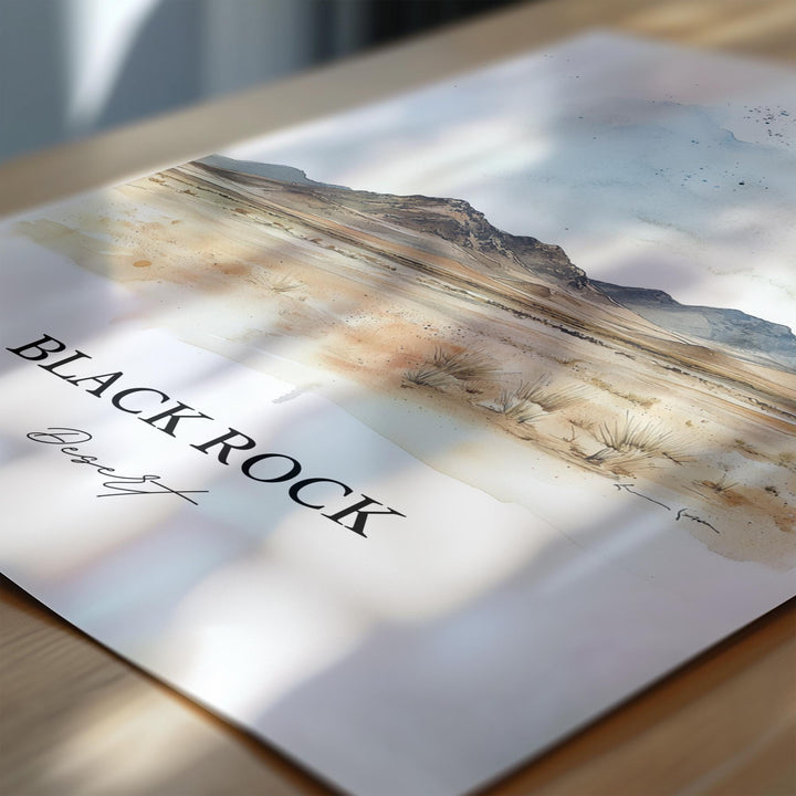 Black Rock Desert Wall Art, Nevada Print, Nevada Watercolor Art, Black Rock Desert Gift, Travel Print, Travel Poster, Housewarming Gift