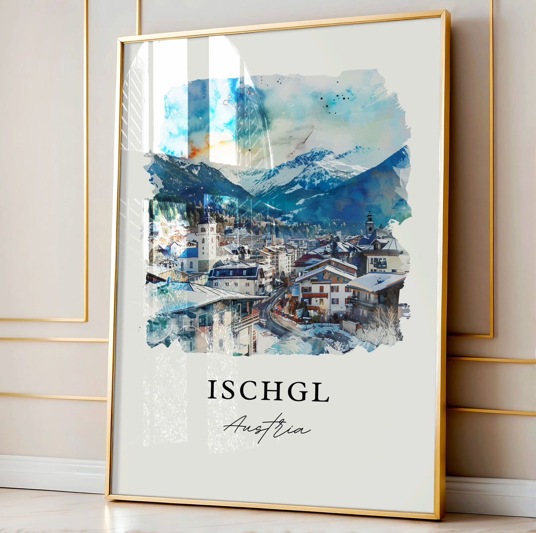 Ischgl Austria Art, Ischgl Austria Print, Paznaun Valley Watercolor Art, Ischgl Austria Gift,