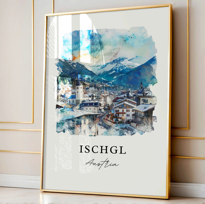 Ischgl Austria Art, Ischgl Austria Print, Paznaun Valley Watercolor Art, Ischgl Austria Gift,