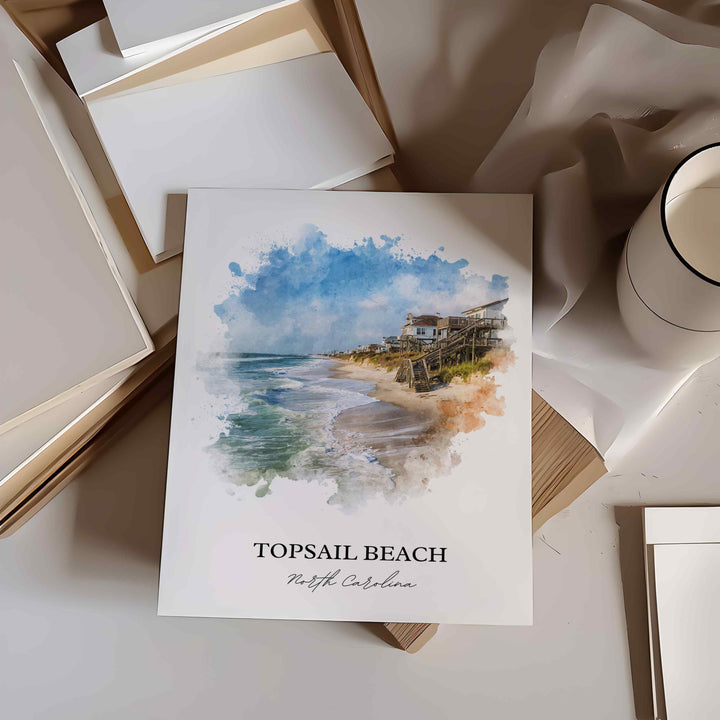 Topsail Beach, NC – Watercolor Art Print