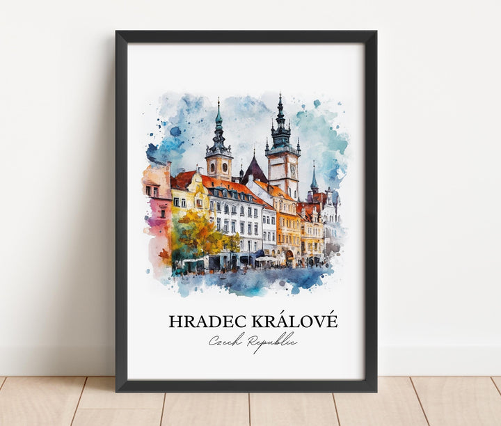 Hradec Kralove Wall Art, Czechia Print, Czech Republic Watercolor, Hradec Kralove Gift, Travel Print, Travel Poster, Housewarming Gift