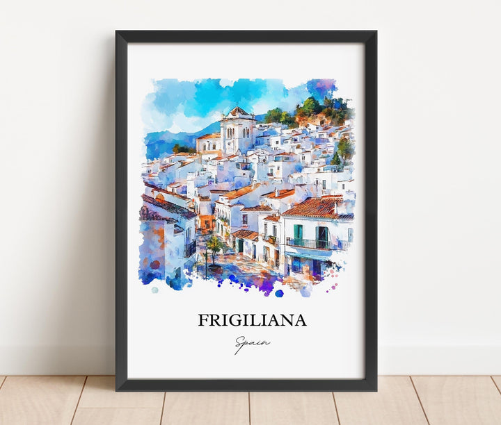 Frigiliana Wall Art, Southern Spain Print, Spain Watercolor Art, Frigiliana Gift, Travel Print, Travel Poster, Housewarming Gift