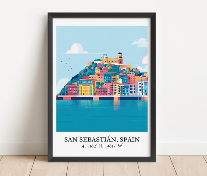 San Sebastián Art, Spain Retro Travel Art, Spain Home Decor, San Sebastián Gift, Spain Travel Art, Travel Prints, Housewarming Gift