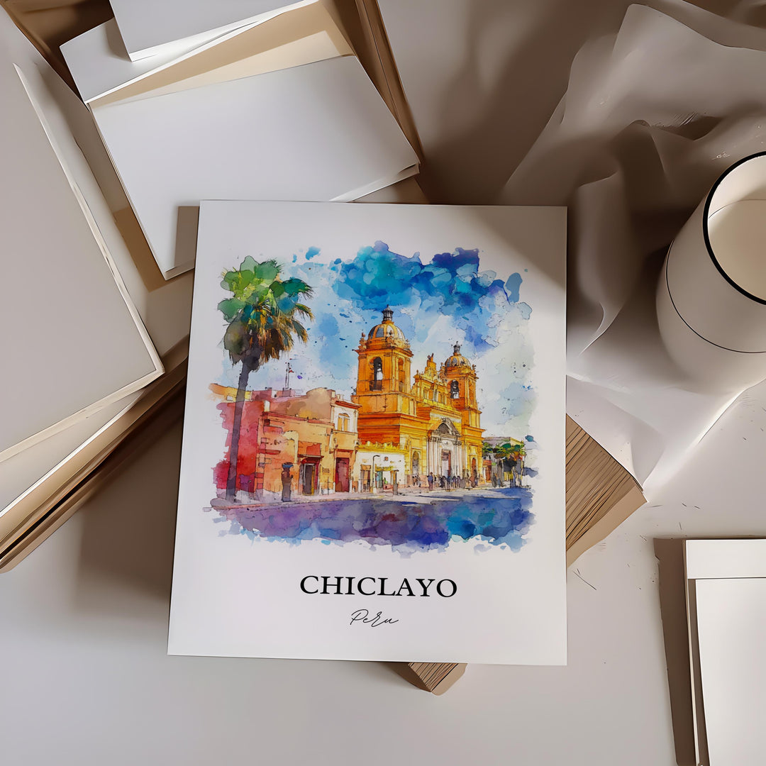 Chiclayo Wall Art, Chiclayo Peru Print, Peru Watercolor Art, Chiclayo Gift, Travel Print, Travel Poster, Housewarming Gift