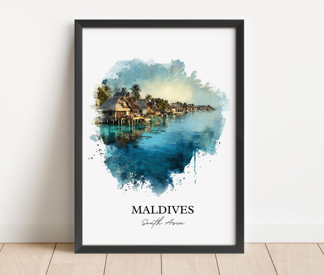 Maldives Wall Art, Maldives Print, Maldives Watercolor Art, Maldives Gift, Travel Print, Travel Poster, Housewarming Gift