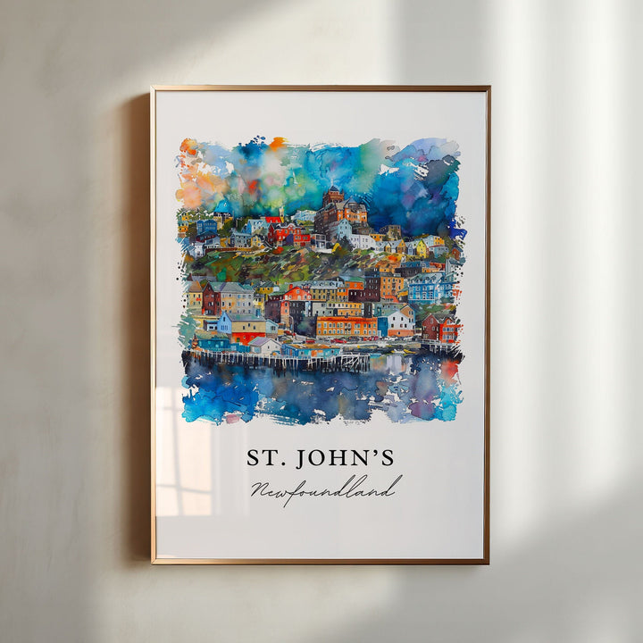 St Johns Newfoundland Wall Art, St Johns Print, Newfoundland Watercolor, Labrador Canada Gift, Travel Print, Housewarming Gift